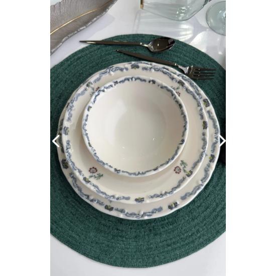 Old Town Premium Porselen 24 Parça 6 kişilik Günlük Vintage Çiçek Desenli Yemek Takımı