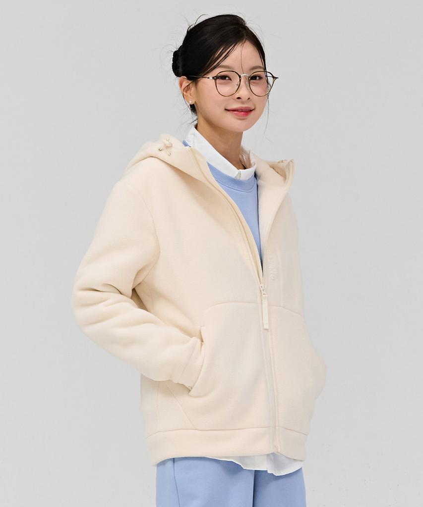 Chasecult Unisex Polar Fleece Boa Bonded Zip-Up Hoodie - Ivory
