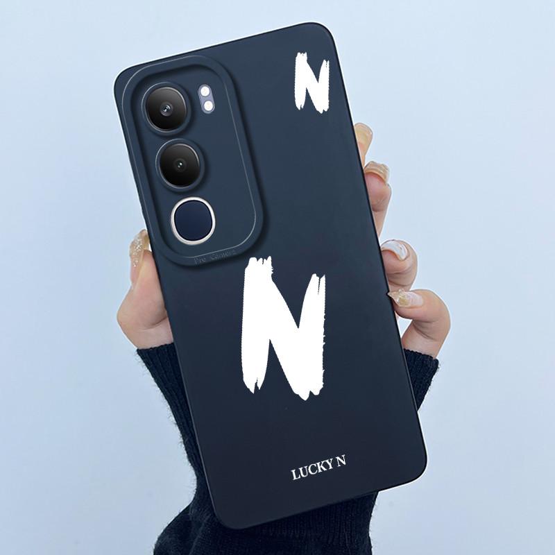 For Vivo Y19s V2149 Cover Case Lucky Initial Letter Couple Silicone Soft Matte Phone Bumper for Vivo Y19s 4G Y29 5G Casing