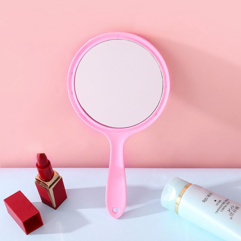 Large Portable Double-Sided Makeup Mirror with Handle - One Side Magnifying, Transparent & Travel-Friendly