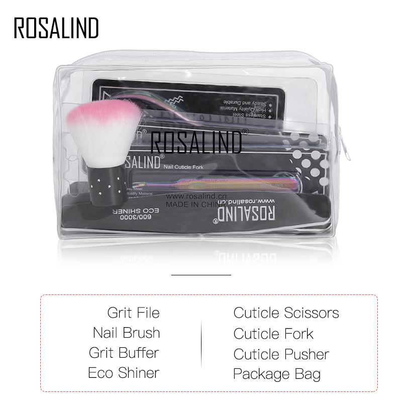 ROSALIND Gel Nail Tool Set For Nails Art Gel For Manicure Cuticle Remover Buff Nail File Gel Polish Nourishment 8 /12Items