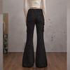 unifree Retro Colorblock Distressed Flared Casual Pants