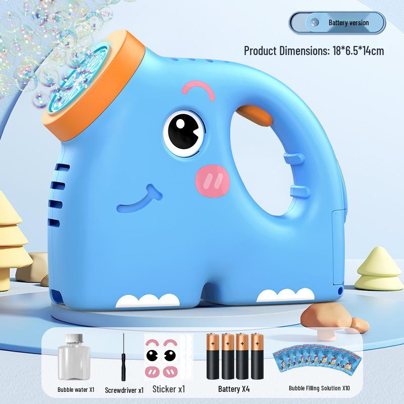 Automatic Cartoon Elephant Bubble Machine - Handheld Blower with Solution for Kids, Boys & Girls