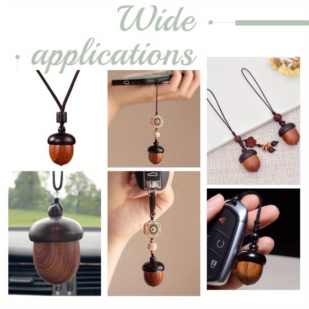 1pc Wooden Mini Acorn Pendants, Ebony Nut Box Charms, Detachable Keychain And Car Decoration