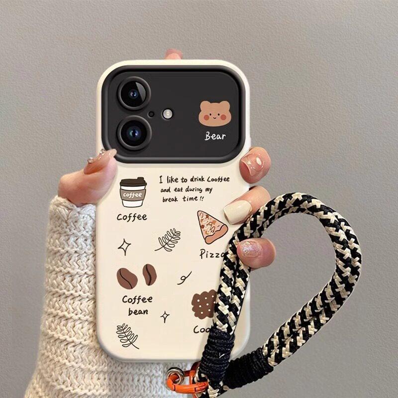 

Coffee cookie bear is suitable for Apple 17PRO mobile phone case, large window matte anti-drop soft case. apple 7/8