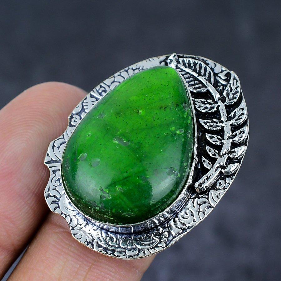 Green Labradorite Gemstone 925 Sterling Silver Jewelry Ring Size 8