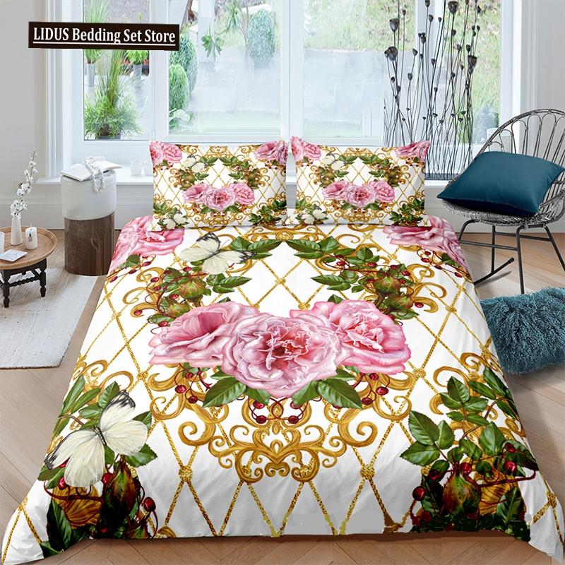 Luxury Baroque Modern Art 3D Golden Lion Print Duvet Cover Set 2/3 Pcs Pillowcase Bedding Set AU/EU/UK/US Queen And King Size