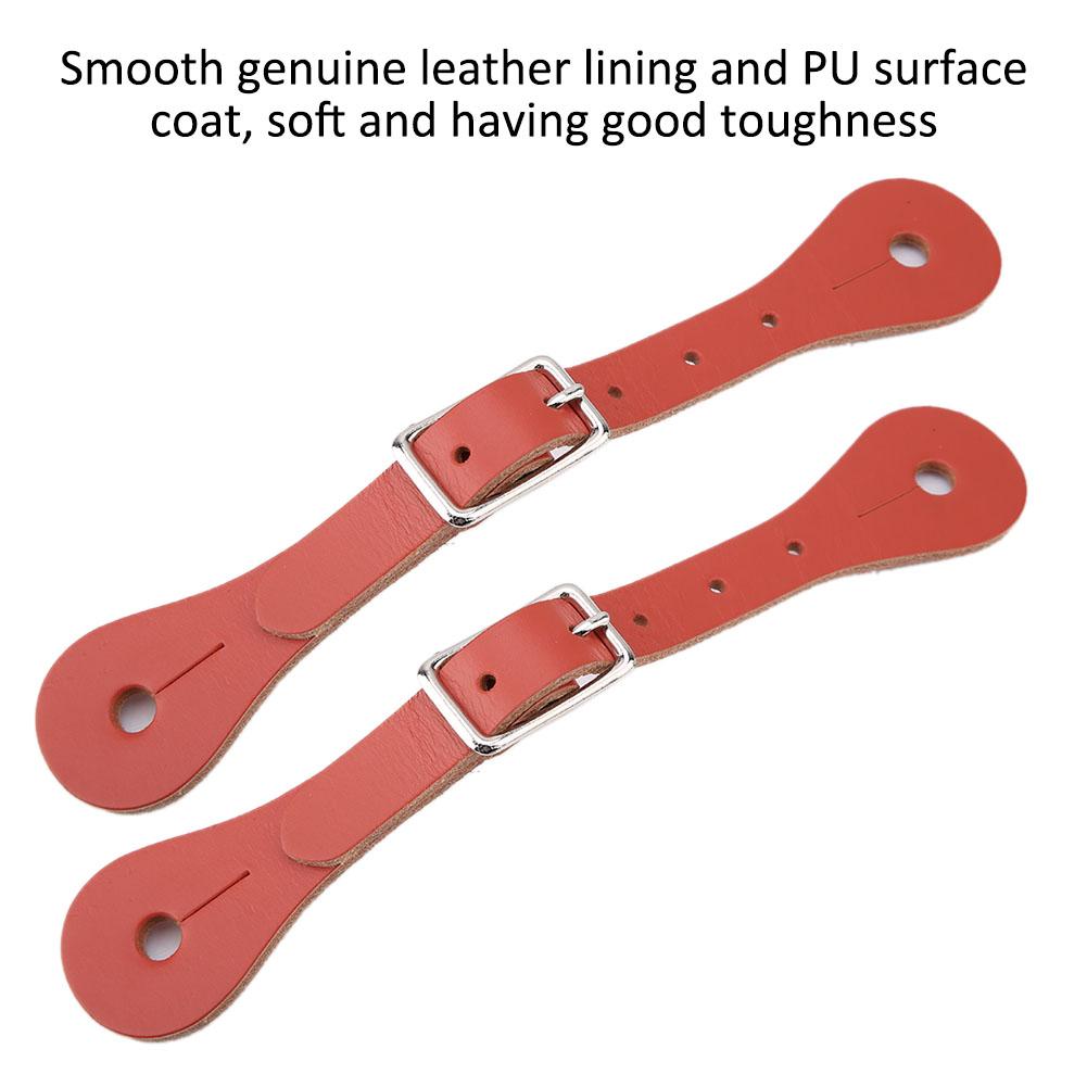 1 Pair Horse Riding Accessories   Genuine Leather Equestrian Spur Strap (Black)