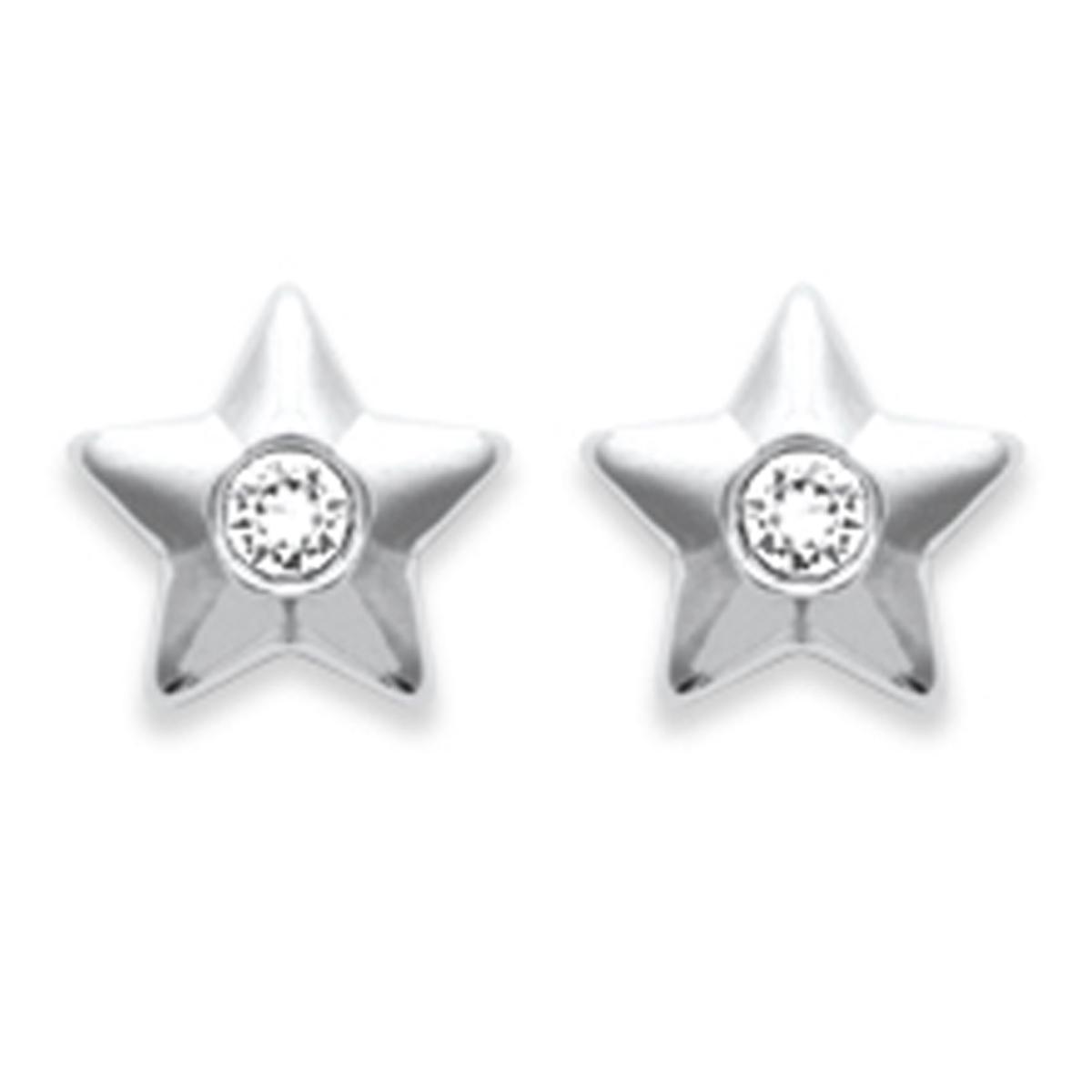

Les Trésors De Lily [J7107] - Серебряные серьги Звезды серебристо-белые - 8 мм