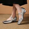 Krazing Pot Sheep Skin Summer Spring Autumn Low Heels Women Square Toe Mary Janes Shallow Pumps