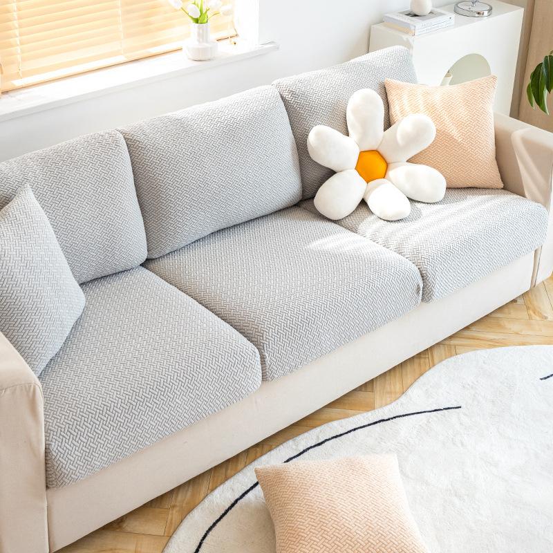 Solid Color Polar Fleece Sofa Cover All-Inclusive Universal Elastic Sofa Cover Four Seasons Anti-Cat Scratch Sofa Cover