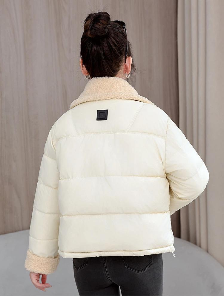 Women’s Short Lamb Wool Lapel  Winter Jacket