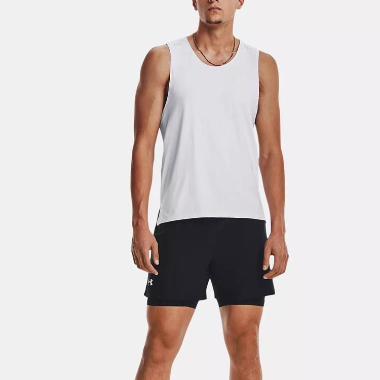 Under Armour Solid Color Crew Neck Sleeveless Sports Vest Men Tops White 1376519-100