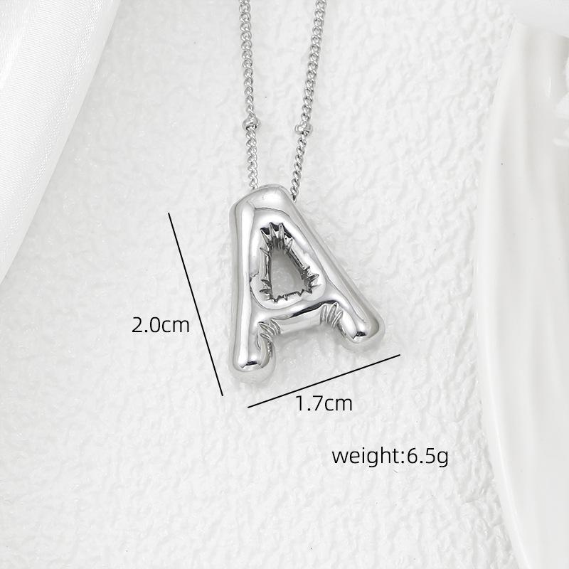 Smooth Chunky Bubble Initial letter Pendant Necklace Women Personality Jewelry Gold Balloon 26 Letter Necklaces