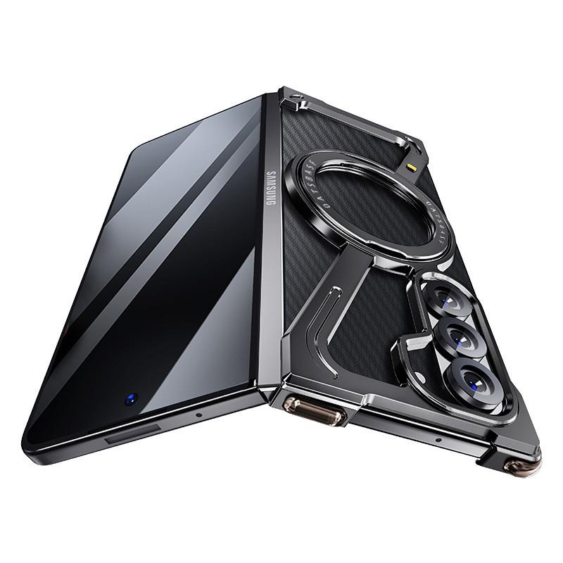 Metal Stand Magnetic Case Z Fold 8 Ultra 7 Foldable Phone Shockproof Protective Cover