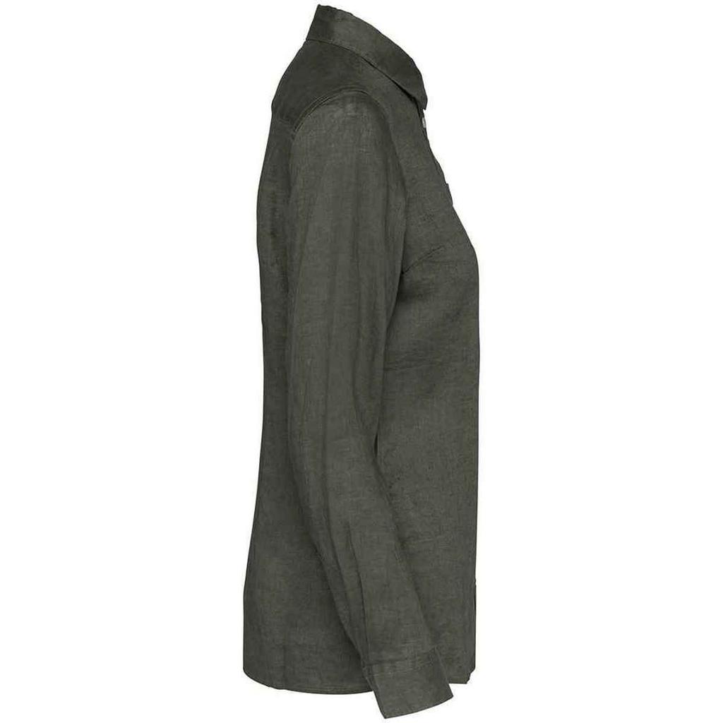 Spasso Womens/Ladies Linen Long-Sleeved Shirt