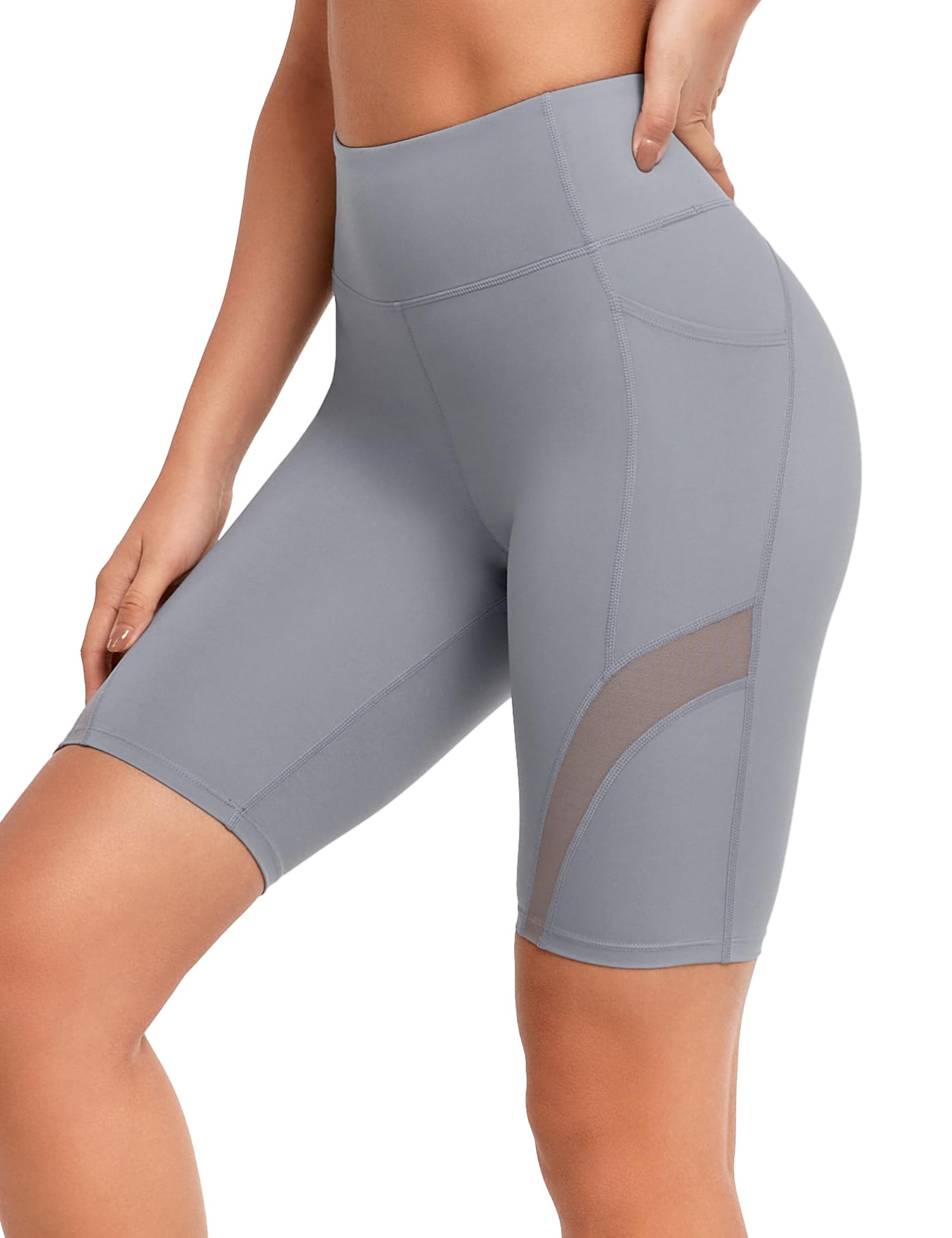 

Yvette Yoga Высокоэластичные спортивные брюки женские, размер, фиолетовые, длина 5/8, компрессионные, карманы, талия, сетка, влагоотводящие, быстросохнущие, для фитнеса, фиолетовый