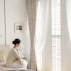 French Scandinavian Style Printed Bedroom Hooks, Perforated Curtains, Full Blackout Sun Protection Cloth