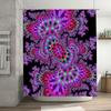 Stylish Vibrant Shower Curtain for Bathroom Decor Fractal Design In Pink, Purple, Green Blue Colors