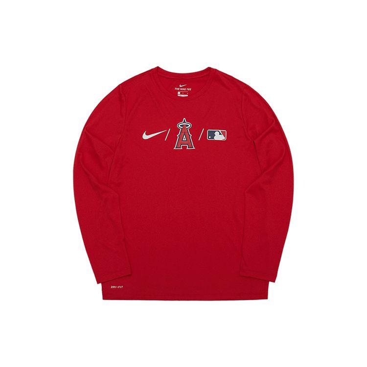 Nike X MLB Collaboration Youth Letter Logo Printed Crewneck Long Sleeve Sweatshirt Los Angeles Angels Kids Sweatshirt Red 3Z3B7SAWA-LAA L