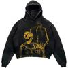 Amerikan Punk Kurukafa 3D Baskılı Kısa Kapüşonlu Sweatshirt Bol Kesim Erkek Kadın Sokak Giyimi