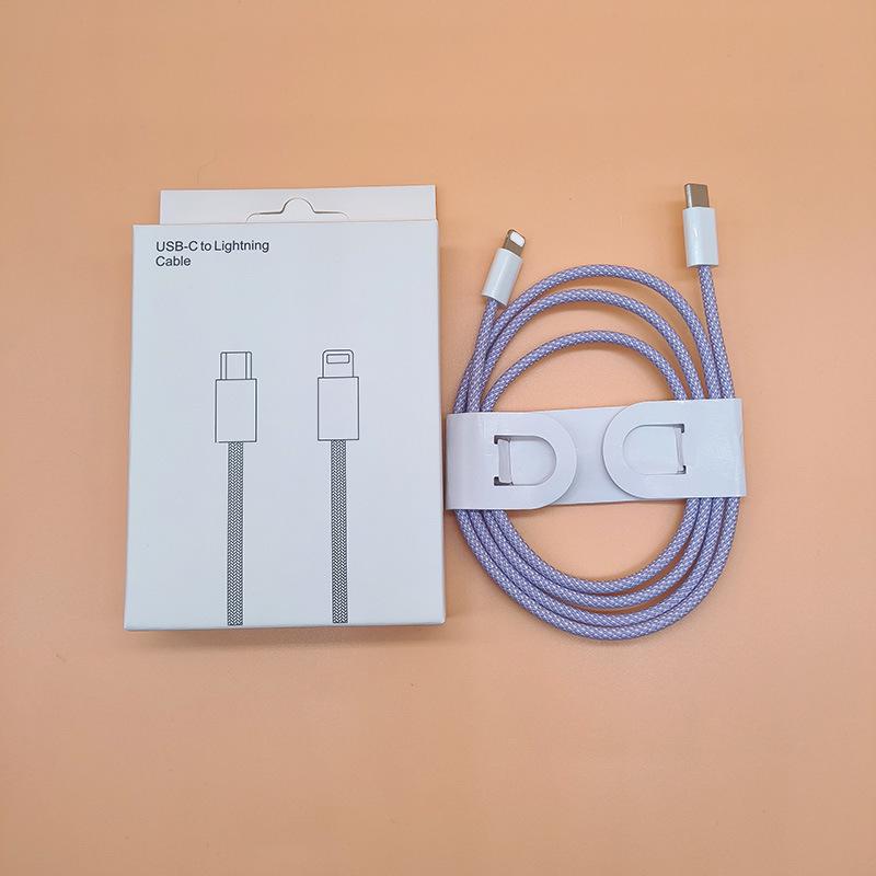 Dual-Head Type-C Male-to-Male Braided Laptop Charging Cable: 15W True PD Fast Charging Compatible.