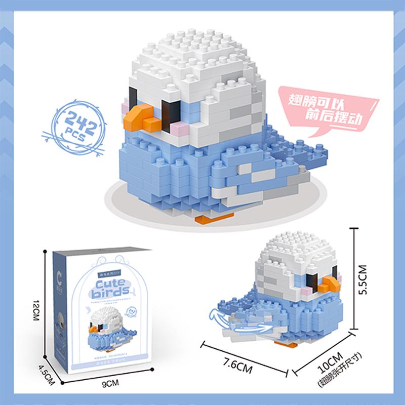Moe Bird Series Building Blocks Model Cartoon Cute Parrots Sparrows Animal Assembly Bricks Home Decoration Toys Christmas Gifts