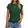 Damen Weste Sommer Rundhals Kurzarm Shirt Einfarbig Rundhals Abdeckung Ärmel Damen