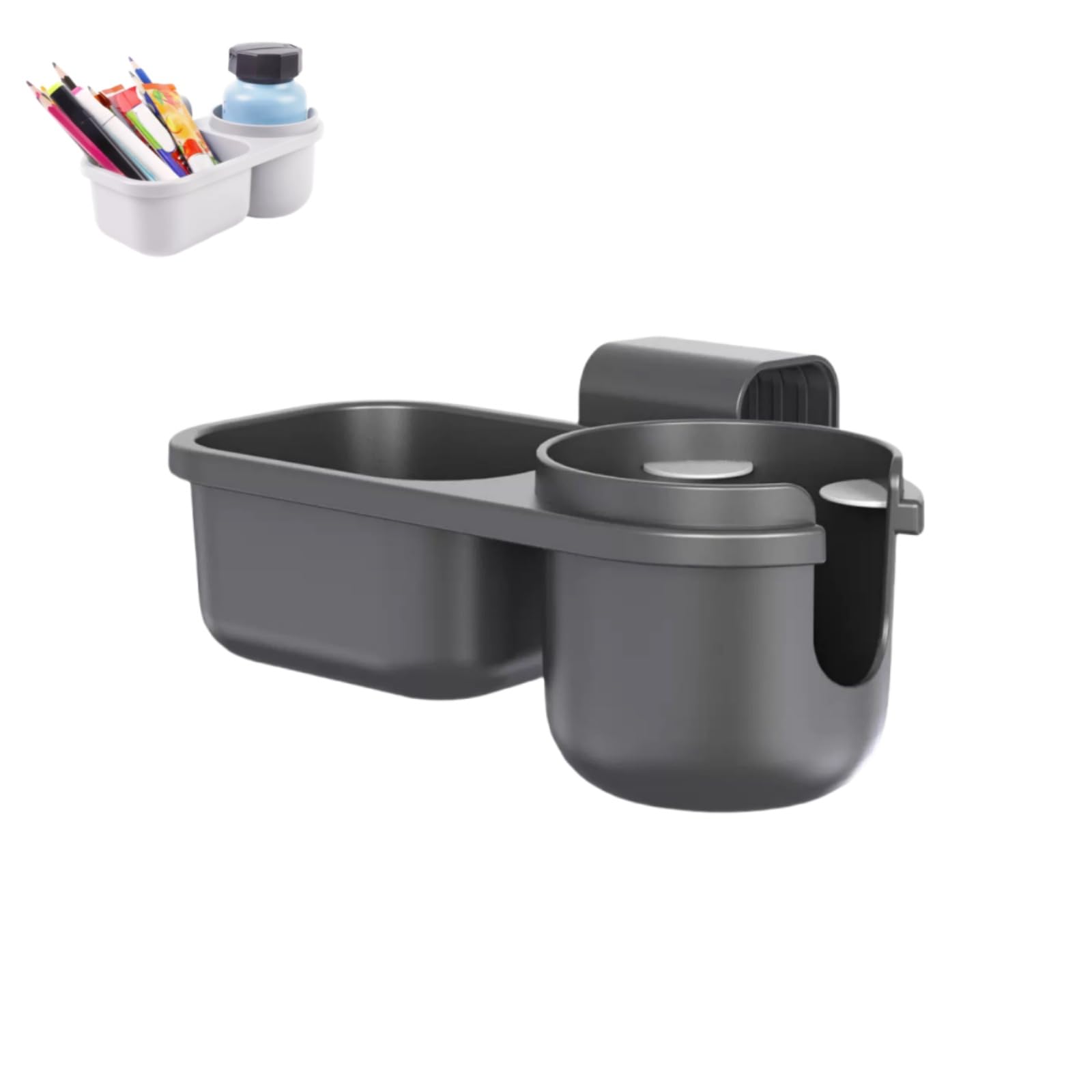 

Держатель для напитков для детского сиденья, Подстаканник для автомобильного сиденья - Держатель для карточек ребенка, Многофункциональный чёрный