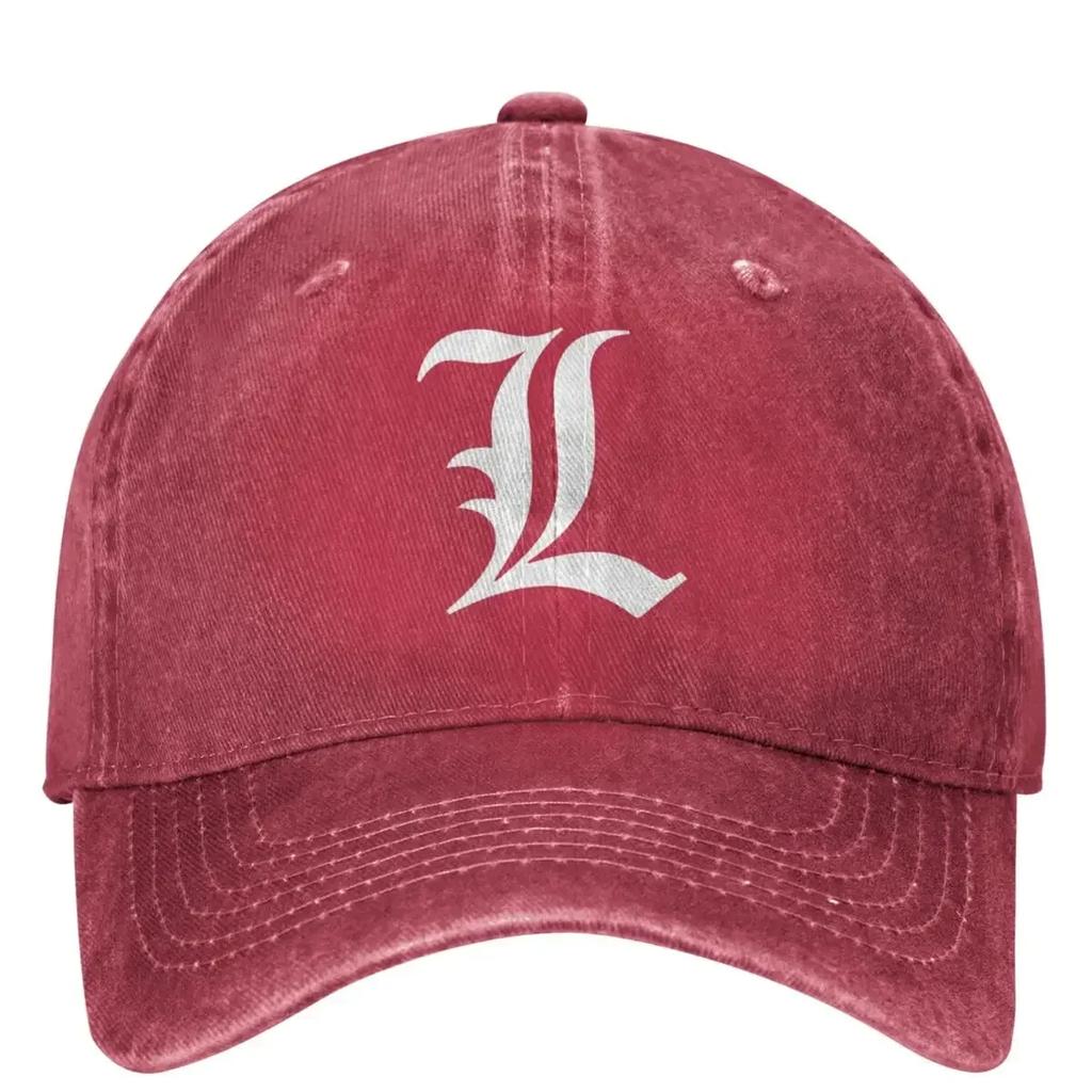 Old English Initial White Letter L Death-Notes Baseball Cap Unisex Teens Sunscreen Trucker Hat Summer Sport Baseball Caps