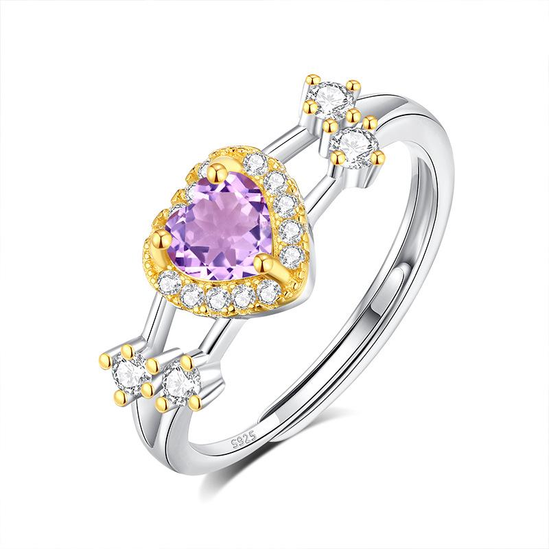 

Natural spar love s925 sterling silver ring women s opening adjustable Internet celebrity same ring daily jewelry gifts Adjustable opening