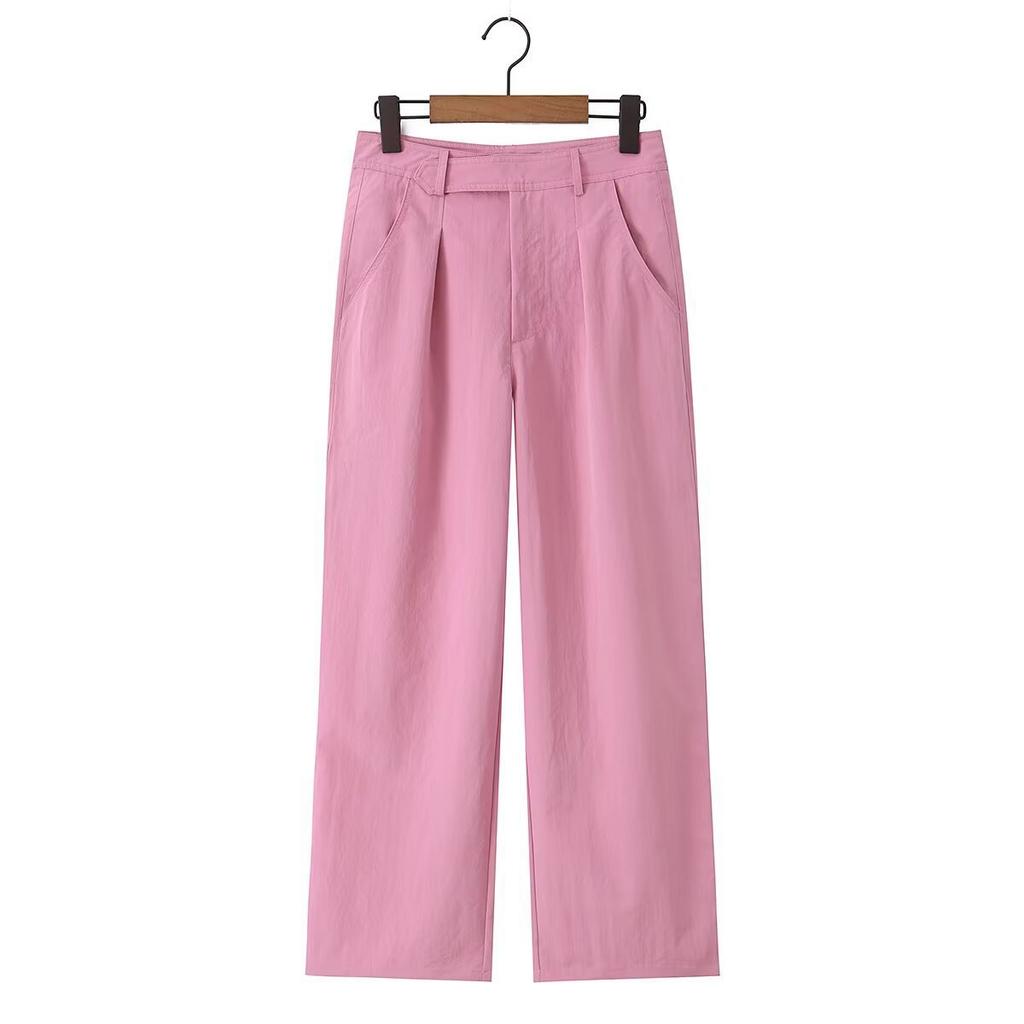 European and American French women's clothing fashion versatile mid-waist straight casual trousers 6113901637