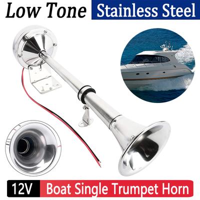 Universeller Trompeten-Lufthupe Kompressor Bocina 12V Polierter Edelstahl Einzelhorn Tiefer Ton für Marineboot LKW
