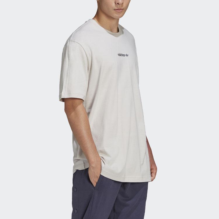 Adidas Originals Clover Logo Print Crew Neck Short Sleeve T-Shirt Men Tops White HN0385