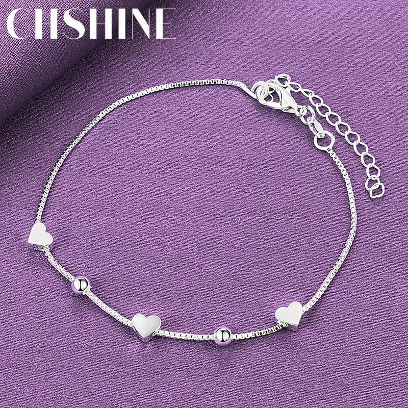 

CHSHINE Браслет-цепочка из стерлингового серебра 925 пробы с маленьким сердцем для женщин Свадебная вечеринка Модные шармы Ювелирные изделия 20cm