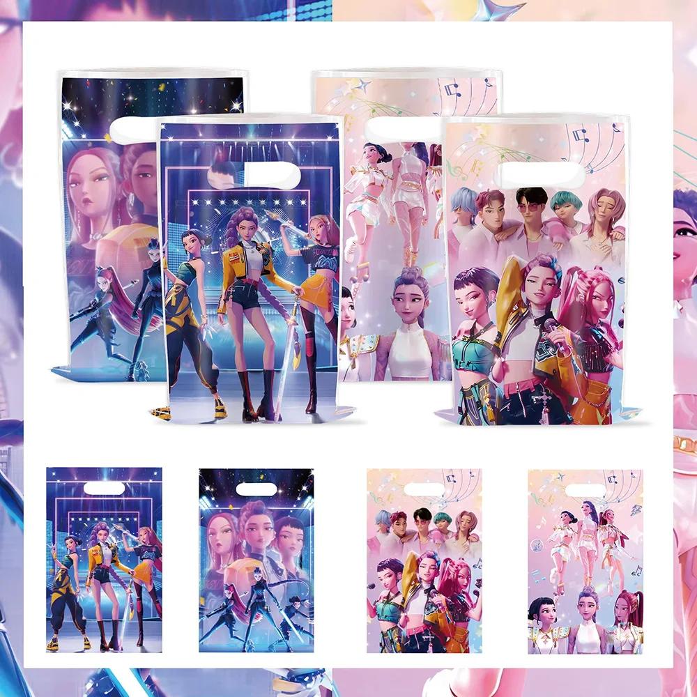 BB 10 ks Kpop lovci démonů cukrovinky papírový sáček dárková taška s kořistí kreslená kabelka dárkové tašky pro děti narozeninové párty potřeby