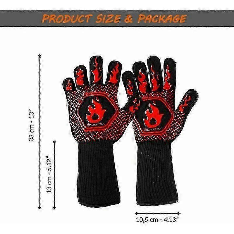 Anti-heat oven glove anti-fire fireplace glove Resistant up to 800C for protection against thermal risks anti-heat barbecue oven gloves 32cm Versaille