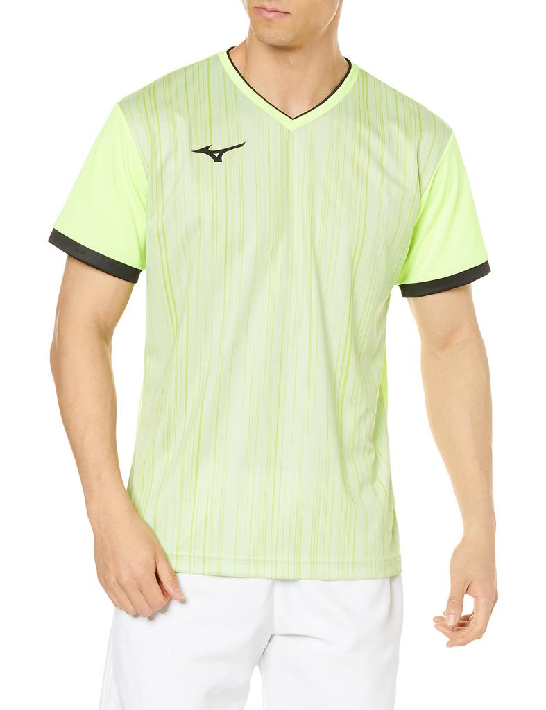 Mizuno Badminton Game Size S Shirt, Moisture-Wicking, Quick-Drying, Neolime, (72MA2004)