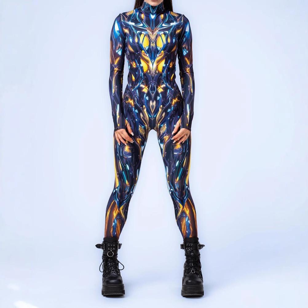 European Fantasy Halloween Costume Jumpsuit With 3d Digital Print For Cosplay Enthusiasts
