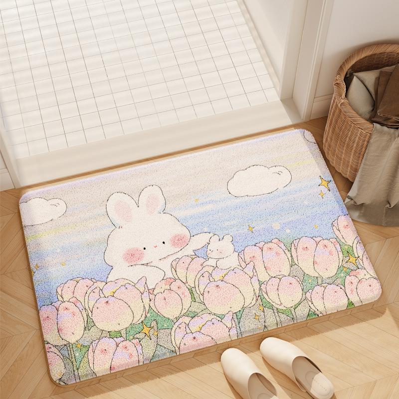 Bathroom Floor Mat Bathroom Anti Slip Quick Drying Foot Mat Entrance Carpet
