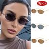 3pcs Retro Rimless Small Oval Alloy Sunglasses Women Fashion Brand Elegant Gradient Sun Glasses Outdoor Travel Shades Glasses