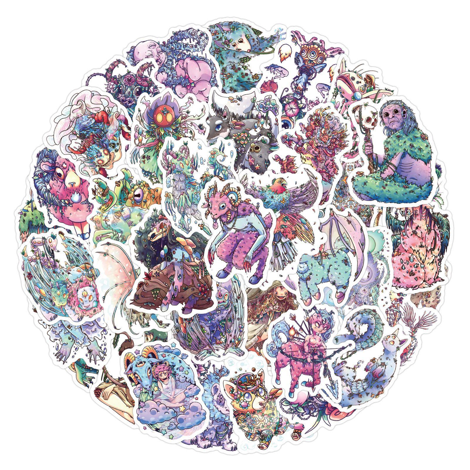 

50 Новых Пастельных Наклеек Граффити Монстров Персонализированные Спортивные DIY Наклейки Водонепроницаемые Наклейки для Скейтборда Чемодана