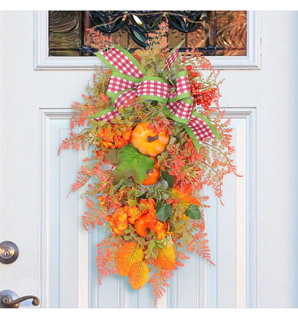 Fall Wreaths For Front Door, Artificial Leaf Pumpkin Berry Wreath For Wreath Indoor Outdoor Decorations