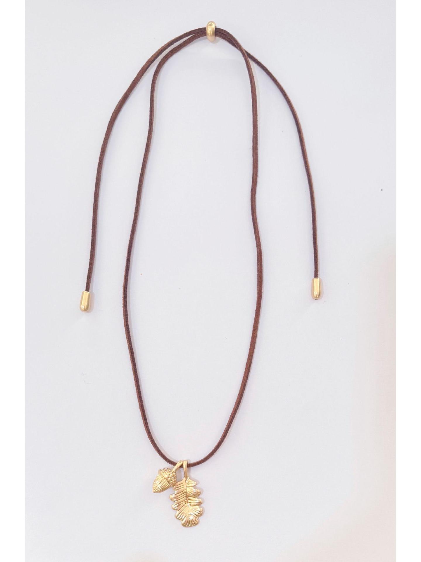 Pine Whisper Necklace: Pine Cone Pendant with Suede Rope and Pine Needle Design for Women