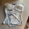 Spice Girl slim-fit tube top floral disc buckle unique retro fashion new Chinese design outer wear vest waist