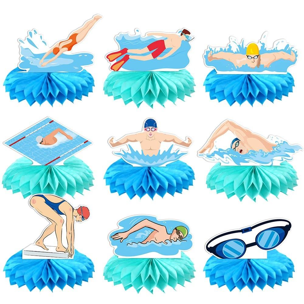 Themed Summer Swimming Honeycomb Shaped Birthday Party Desktop Ornament Decor