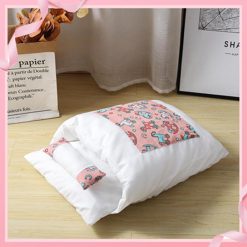 Neuer Katzenschlafsack im japanischen Stil, abnehmbar und waschbar, halbgeschlossenes Katzennest, warmes Katzennest, Winter-Katzenhaus, Katzenbett