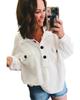 Azura Exchange White Plus Size Long Sleeve Flap Pocket Henley Top
