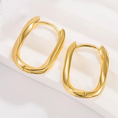 Golden Geometric U-shaped Earrings, Women's Niche Design, High-end Ear Buckles, Simple Temperament, Cold Wind and Fashionable Temperament