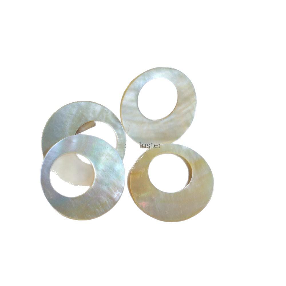 Natural White & Yellow Mother of Pearl Round Pendant Shell for DIY Earring/Necklace (30-35-45mm)